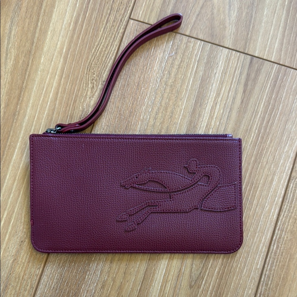 Burgundy Wristlet with Embossed Design